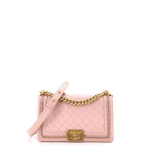 Chanel Old Medium Boy Flap Bag Quilted Lambskin with Chain Detail